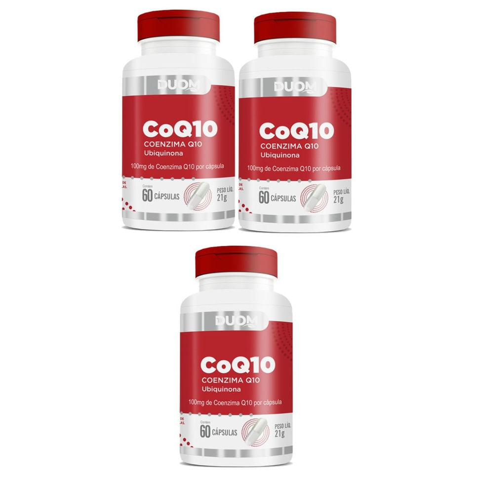 Kit com 3 Coenzima Q10 Ubiquinona Duom 60 Cápsulas 100mg Oferta Menor preço em Kit com 3 Coenzima Q10 Ubiquinona Duom 60 Cápsulas 100mg Oferta