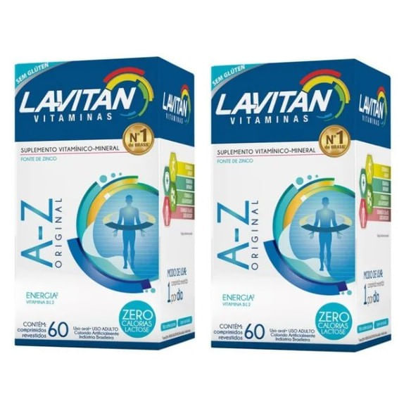 Kit com 2 Lavitan A-z Cimed Com 60 Comprimidos Original Menor preço em Kit com 2 Lavitan A-z Cimed Com 60 Comprimidos Original