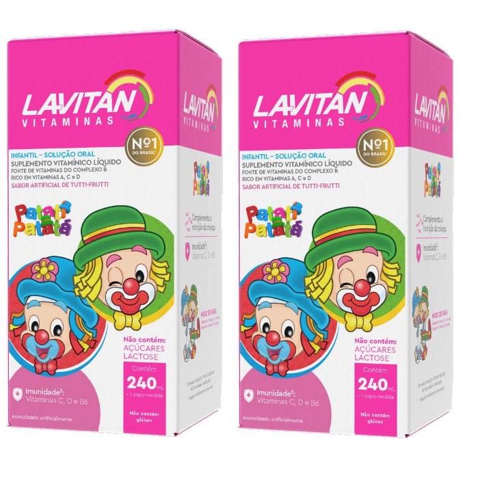 Kit com 2 Lavitan Patati Patatá vitamina infantil sabor Tutti-Frutti Cimed solução com 240ml Original Menor preço em Kit com 2 Lavitan Patati Patatá vitamina infantil sabor Tutti-Frutti Cimed solução com 240ml Original
