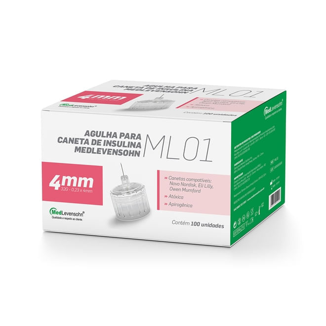 Agulha 4mm para Caneta de Insulina 100 unidades MedLevensohn Menor preço em Agulha 4mm para Caneta de Insulina 100 unidades MedLevensohn