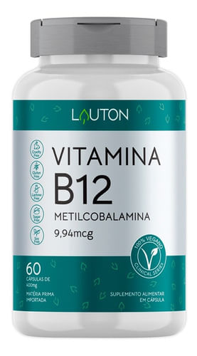 Vitamina B12 Metilcobalamina 60 caps Vegana, Lauton - Neutro Menor preço em Vitamina B12 Metilcobalamina 60 caps Vegana, Lauton - Neutro