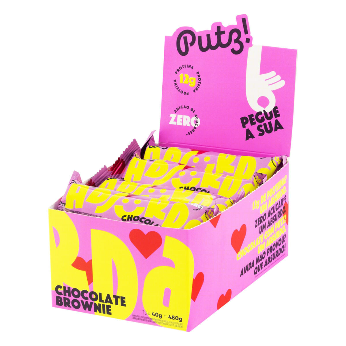 Barra de Proteína Brownie Cobertura Chocolate ao Leite sem Açúcar Putz! Caixa 480g 12 Unidades Menor preço em Barra de Proteína Brownie Cobertura Chocolate ao Leite sem Açúcar Putz! Caixa 480g 12 Unidades