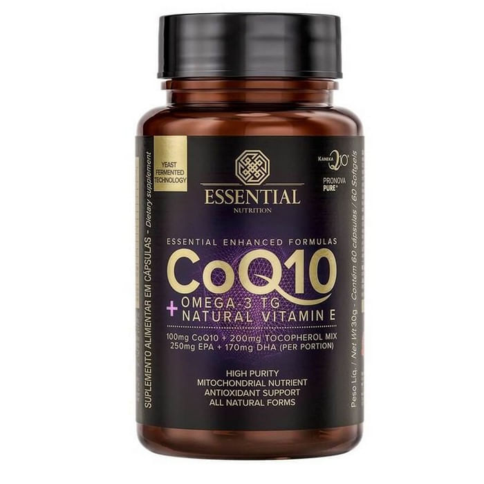 Coenzima Coq10 + Omega 3 (60 Capsulas) - Essential Nutrition Menor preço em Coenzima Coq10 + Omega 3 (60 Capsulas) - Essential Nutrition