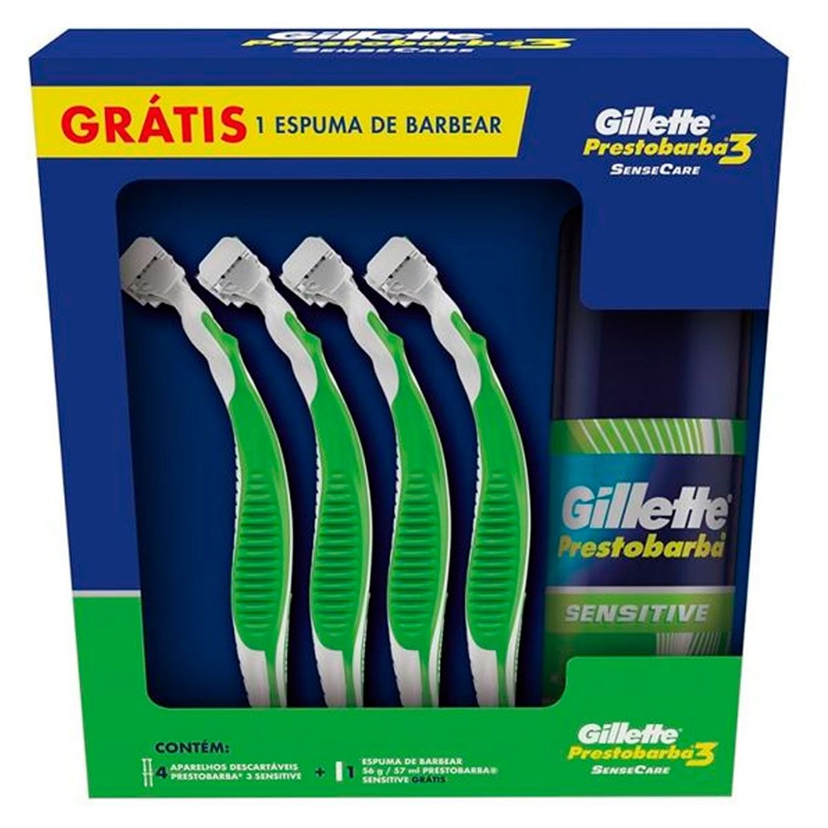 Kit Aparelho de Barbear Prestobarba 3 SenseCare + Espuma de Barbear Gillette Menor preço em Kit Aparelho de Barbear Prestobarba 3 SenseCare + Espuma de Barbear Gillette