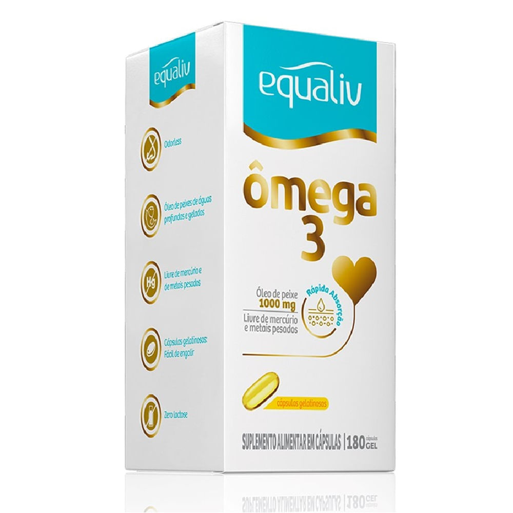 Ômega 3 1000mg Livre de Metais Pesados (180 Cáps) - Equaliv Menor preço em Ômega 3 1000mg Livre de Metais Pesados (180 Cáps) - Equaliv