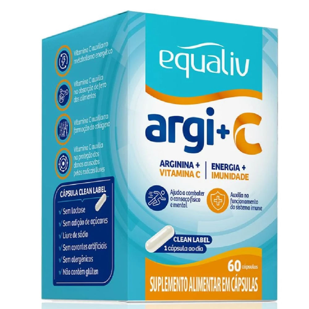 Suplemento Vitamínico Arginina +Vitamina C 60 Caps - Equaliv Menor preço em Suplemento Vitamínico Arginina +Vitamina C 60 Caps - Equaliv