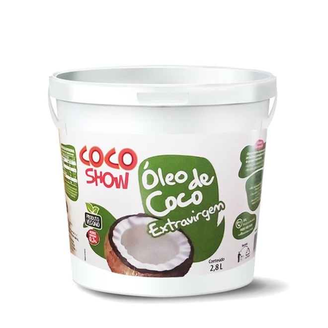 Óleo de Coco Extra Virgem Coco Show Balde 2,8 litros - Copra Menor preço em Óleo de Coco Extra Virgem Coco Show Balde 2,8 litros - Copra