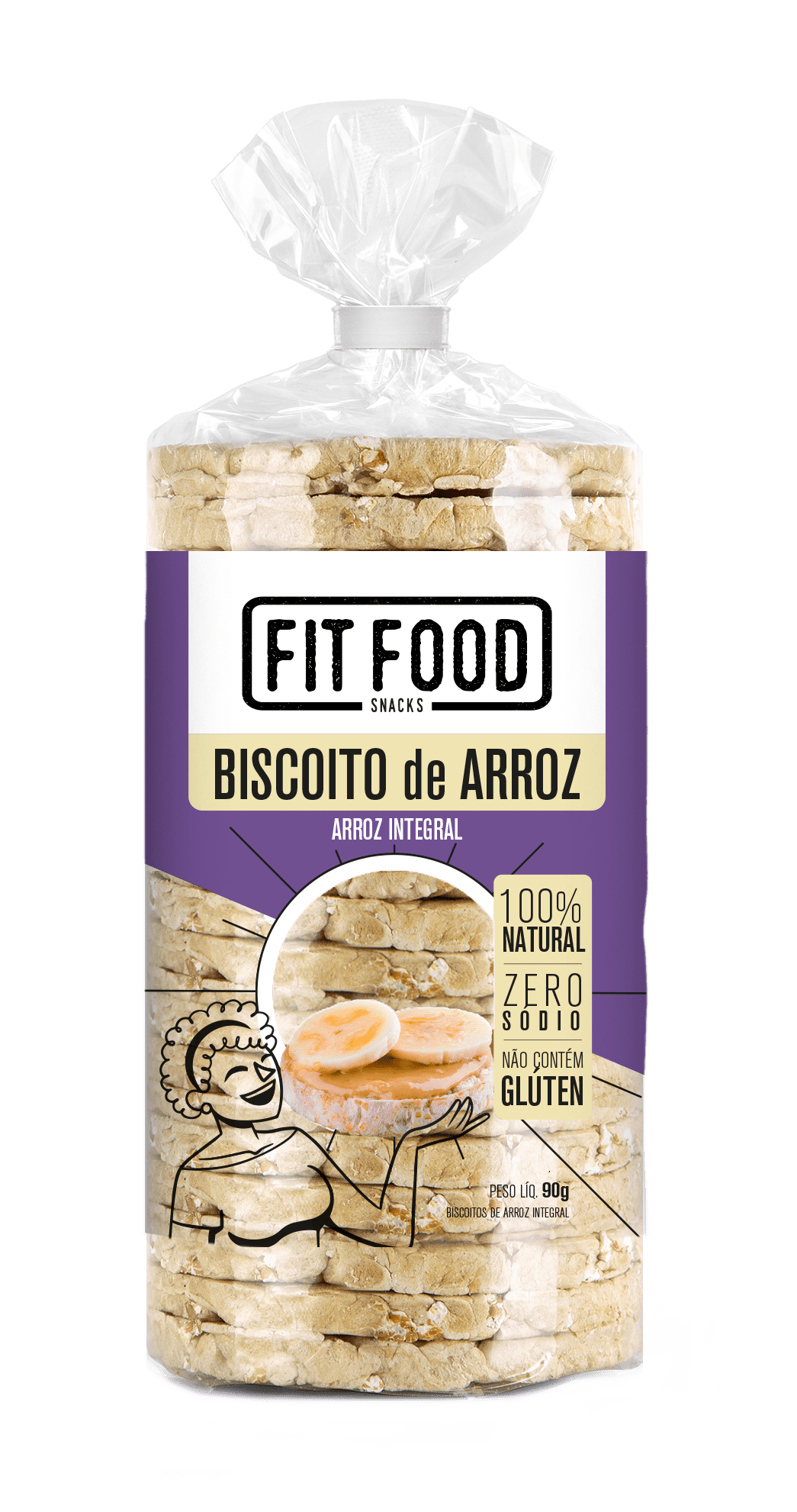 Biscoito de Arroz Integral Tubo 90gr - Fit Food