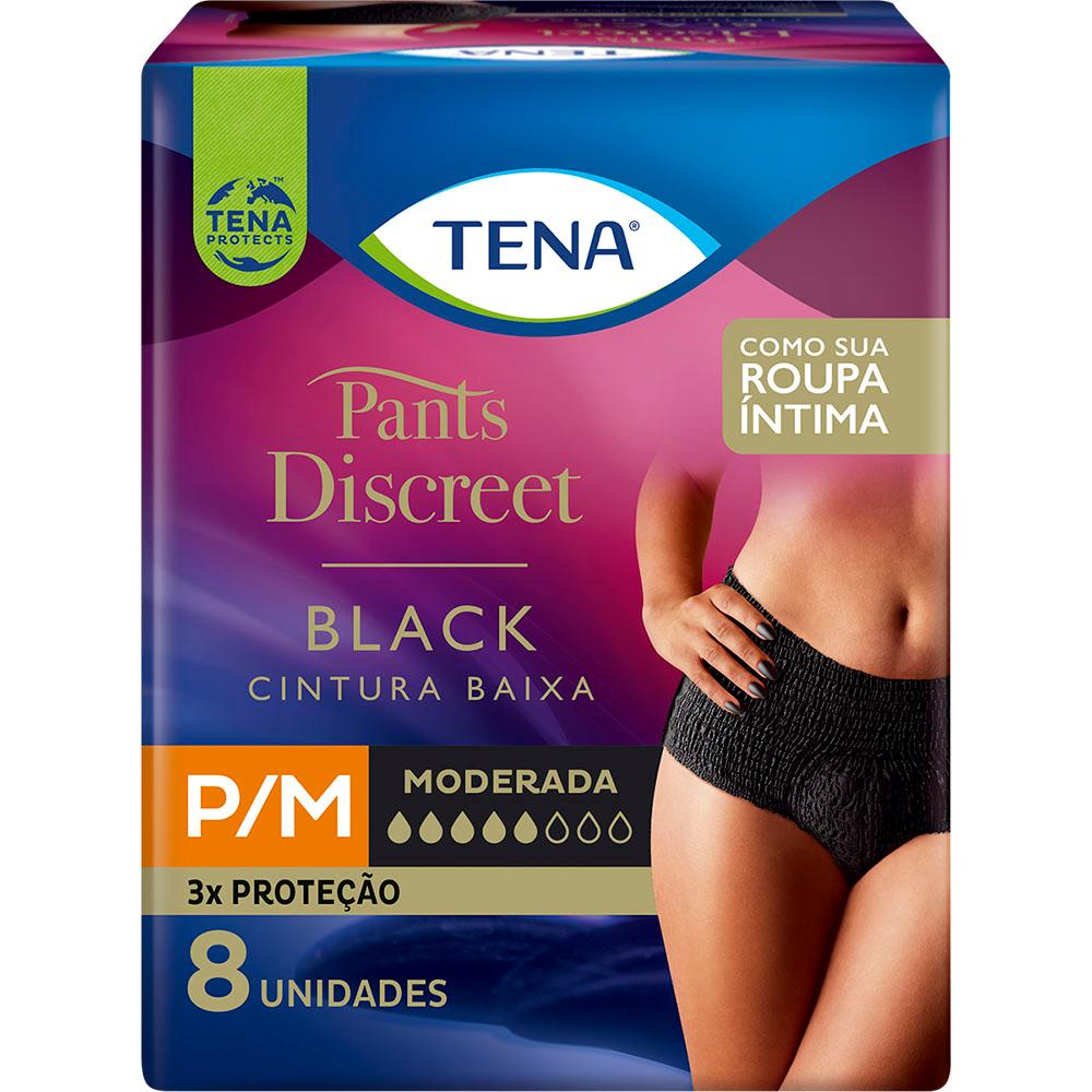 Calcinha Descartável Tena Pants Discreet Black P/M com 8 unidades Menor preço em Calcinha Descartável Tena Pants Discreet Black P/M com 8 unidades
