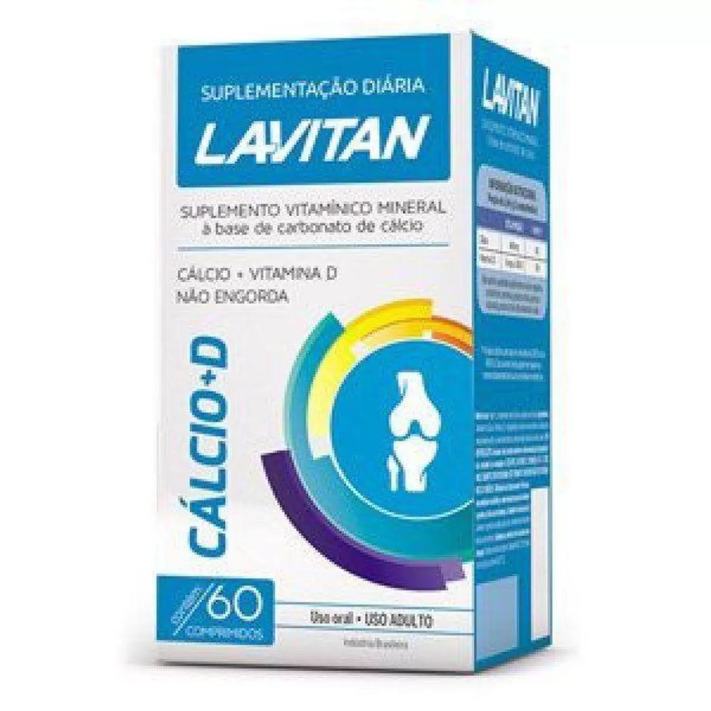 Lavitan Cálcio 600mg + D3 200UI 60 Comprimidos Cimed Menor preço em Lavitan Cálcio 600mg + D3 200UI 60 Comprimidos Cimed