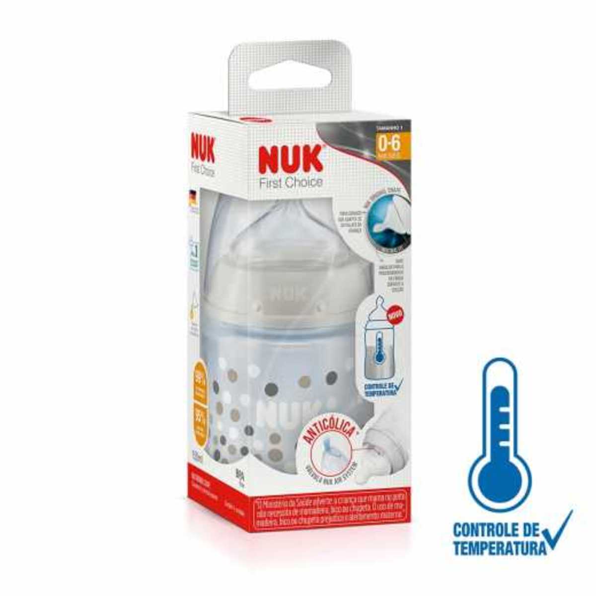 Mamadeira First Choice Controle de Temperatura S1 150ml-Nuk Menor preço em Mamadeira First Choice Controle de Temperatura S1 150ml-Nuk