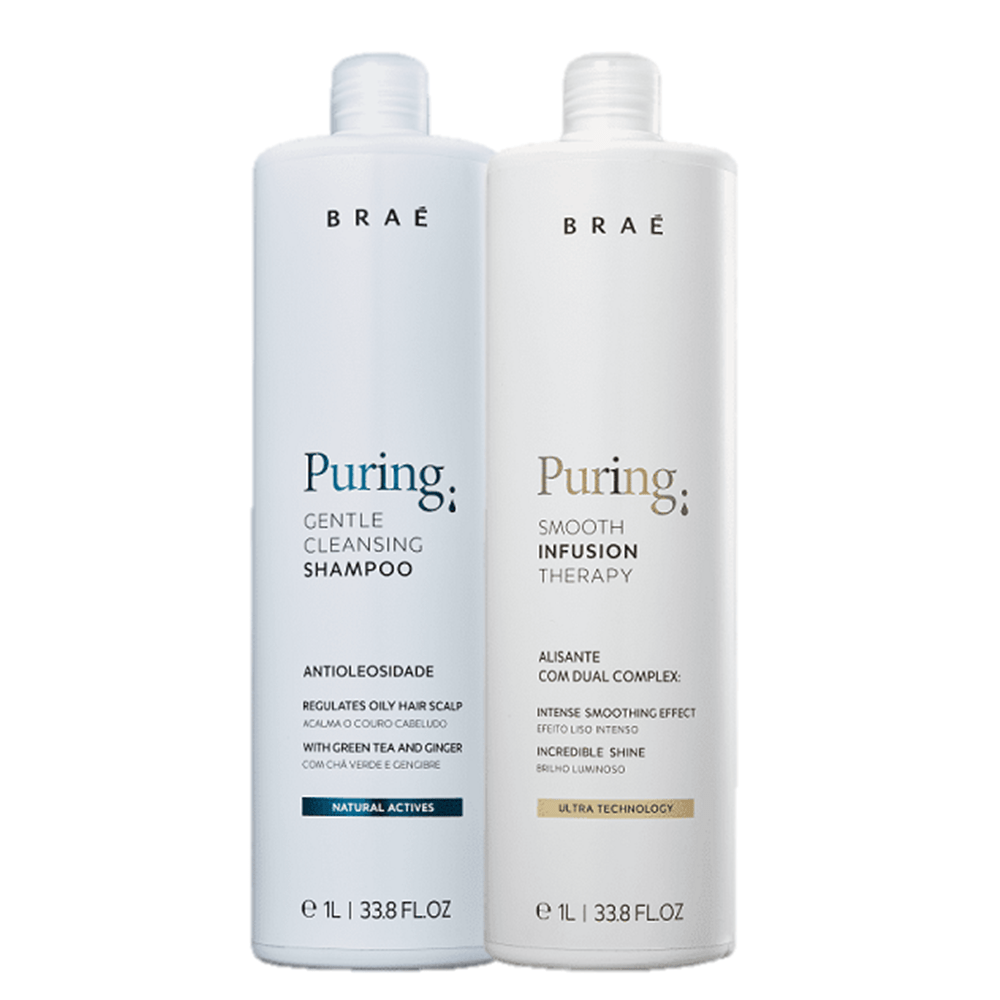 BRAE Puring Smooth Infusion Therapy Redutor de Volume 1L e Shampoo Puring 1L