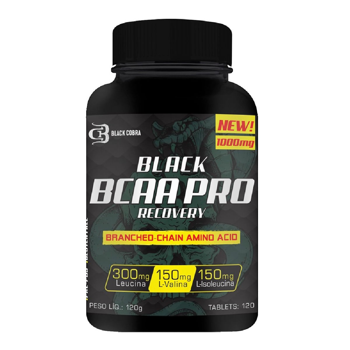 Suplemento Alimentar Black BCAA Pro Recovery Black Cobra 120 Tablets