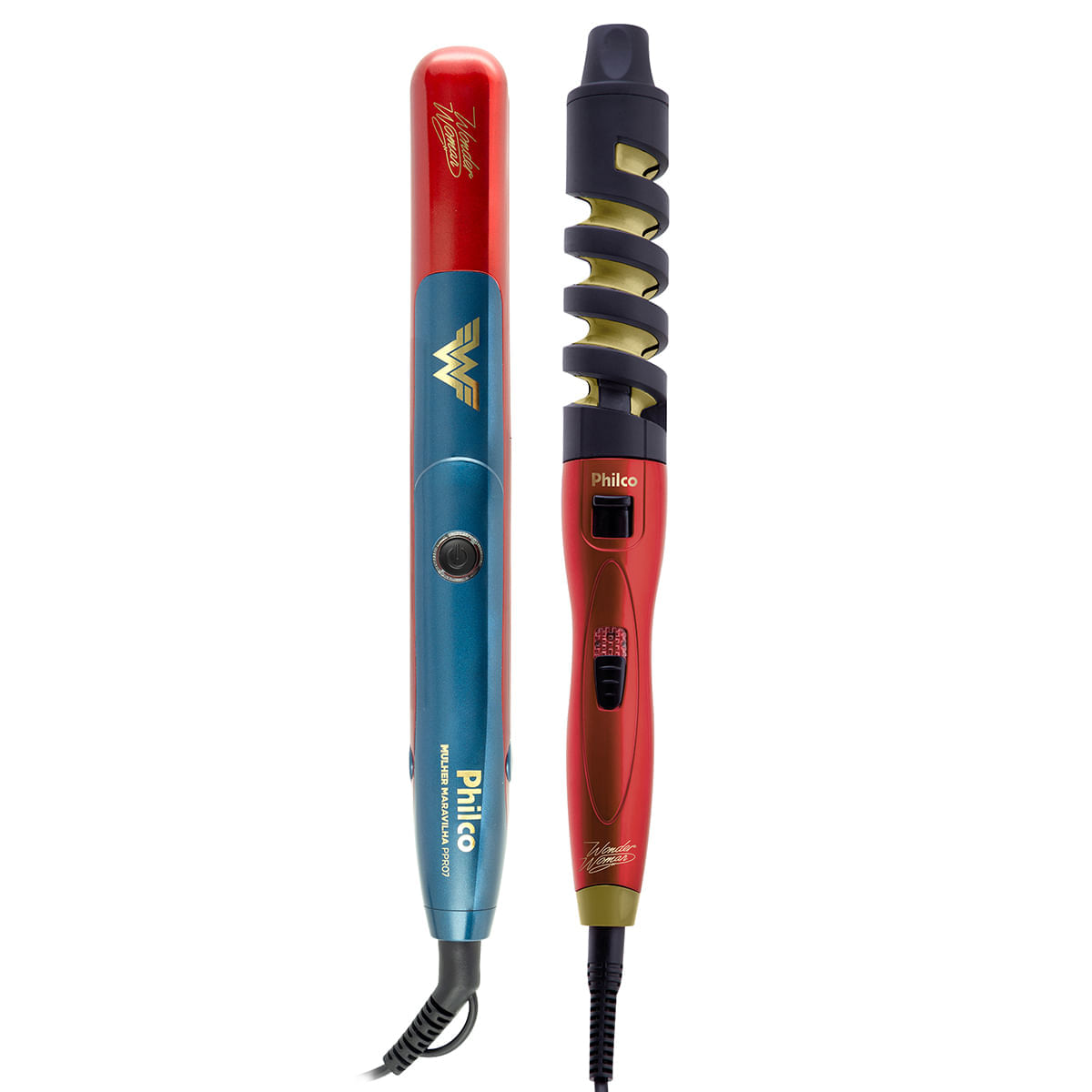 Kit Philco Cacheador PEC12 e Prancha PPR07 Mulher Maravilha