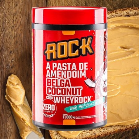 Pasta de Amendoim C/Whey Protein Zero Açucar Rock Peanut 1KG