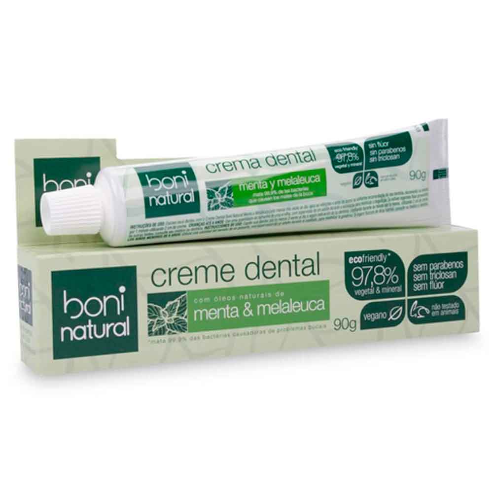 Creme Dental Sem Flúor com Menta Melaleuca Boni Natural 90g