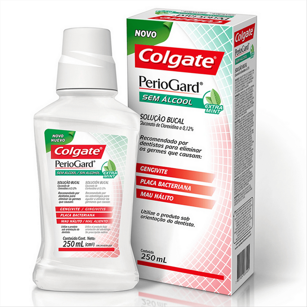 ENXAGUANTE BUCAL COLGATE PERIOGARD SEM ÁLCOOL MINT 250ML