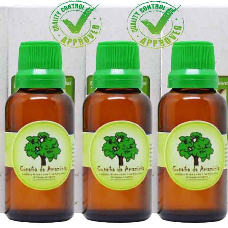 KIT - 3 FRASCOS DE óLEO DE COPAíBA DA AMAZôNIA 30 ML EM VIDRO âMBA