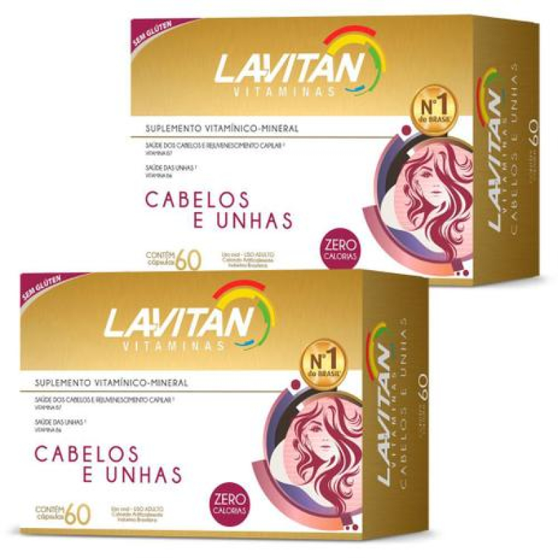 KIT 02 UNIDADES LAVITAN CABELOS E UNHAS COM 60 CáPSULAS CADA Menor preço em KIT 02 UNIDADES LAVITAN CABELOS E UNHAS COM 60 CáPSULAS CADA