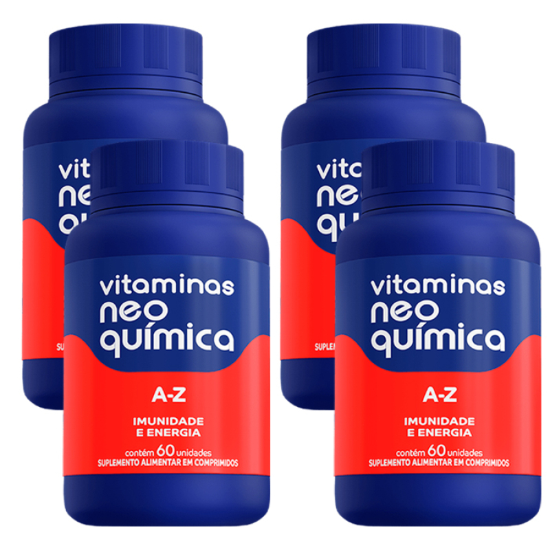 KIT 04 UNIDADES DE VITAMINA NEO QUíMICA AZ IMUNIDADE E ENERGIA 60 ...
