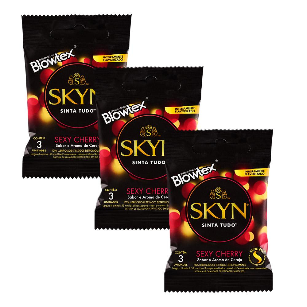 KIT 3 PACOTES PRESERVATIVO SKYN SEXY CHERRY C/ 3 UNIDADES CADA
