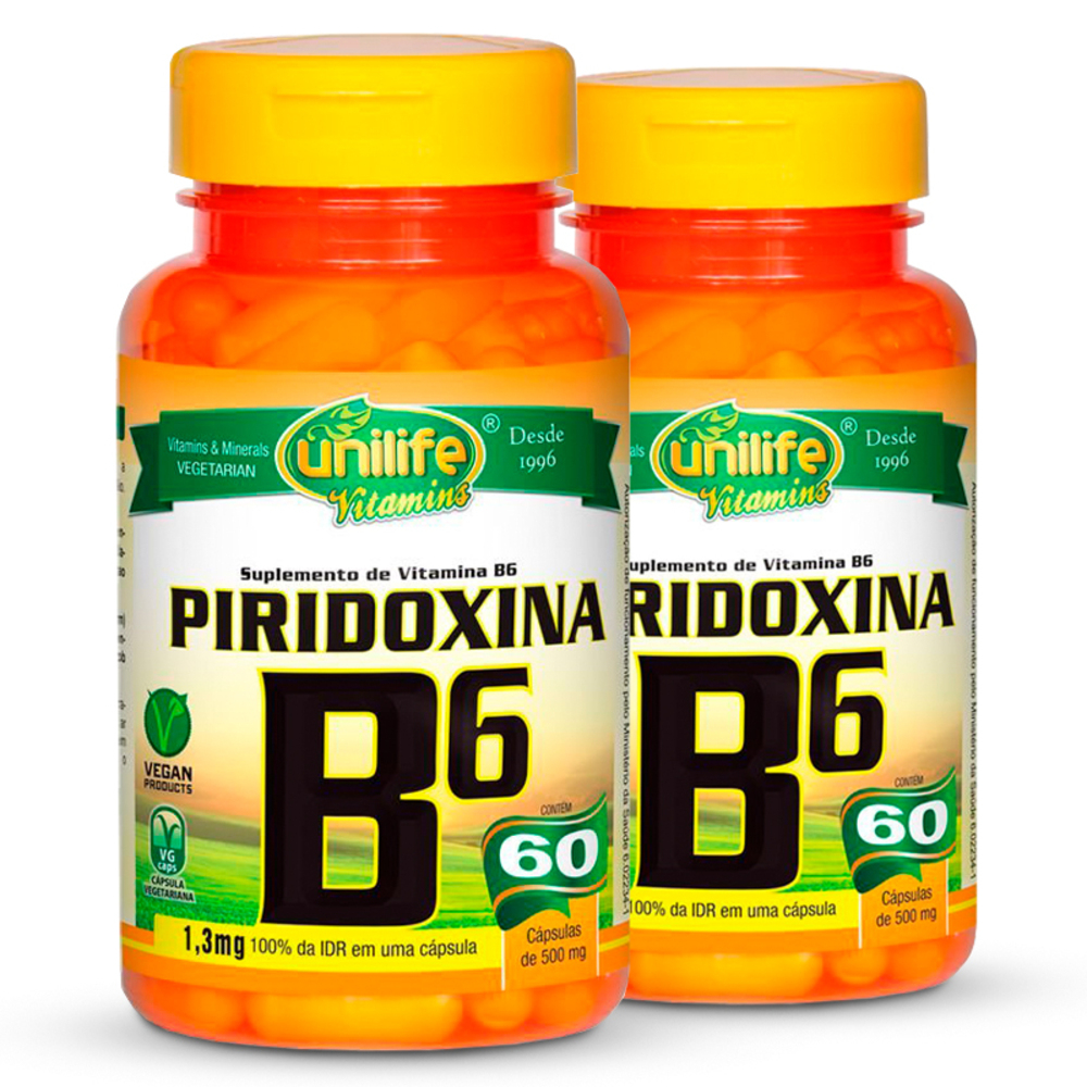 KIT 2 VITAMINA B6 PIRIDOXINA 60 CáPSULAS UNILIFE Menor preço em KIT 2 VITAMINA B6 PIRIDOXINA 60 CáPSULAS UNILIFE