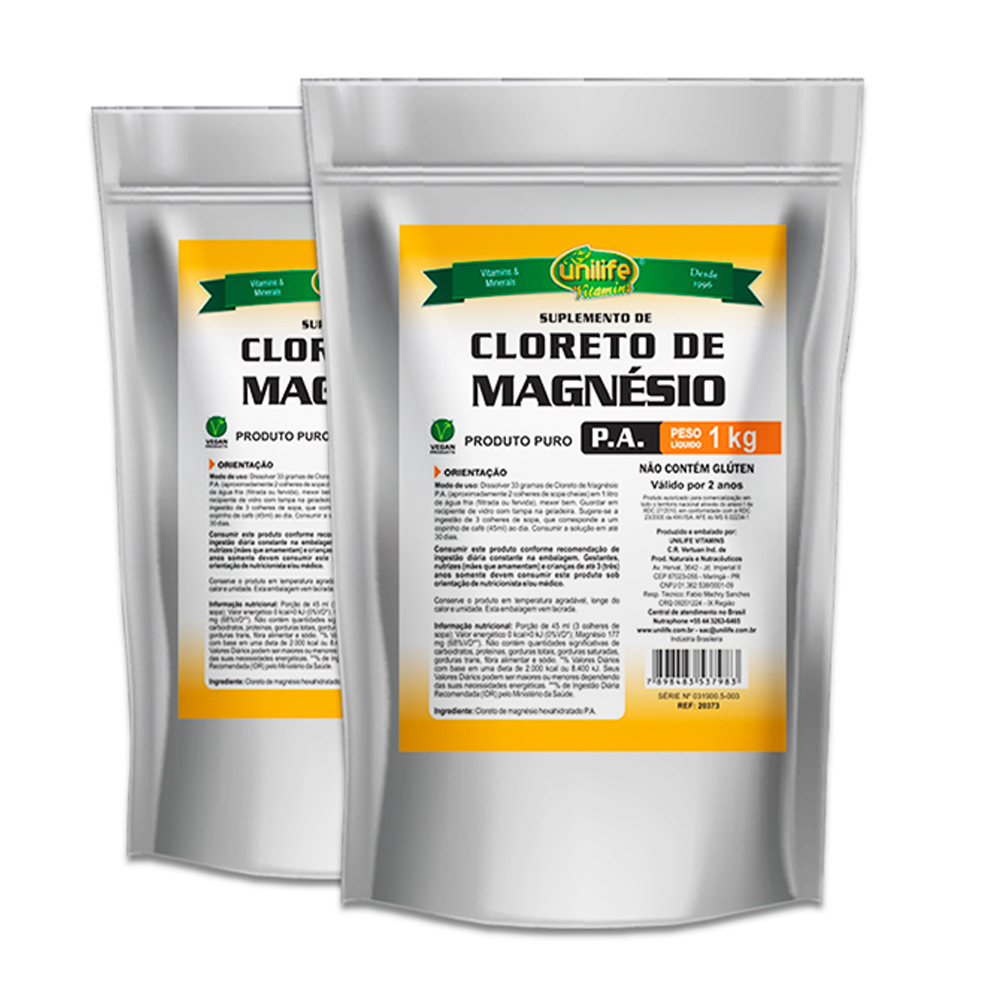 KIT 2 CLORETO DE MAGNéSIO P.A UNILIFE 1KG Menor preço em KIT 2 CLORETO DE MAGNéSIO P.A UNILIFE 1KG