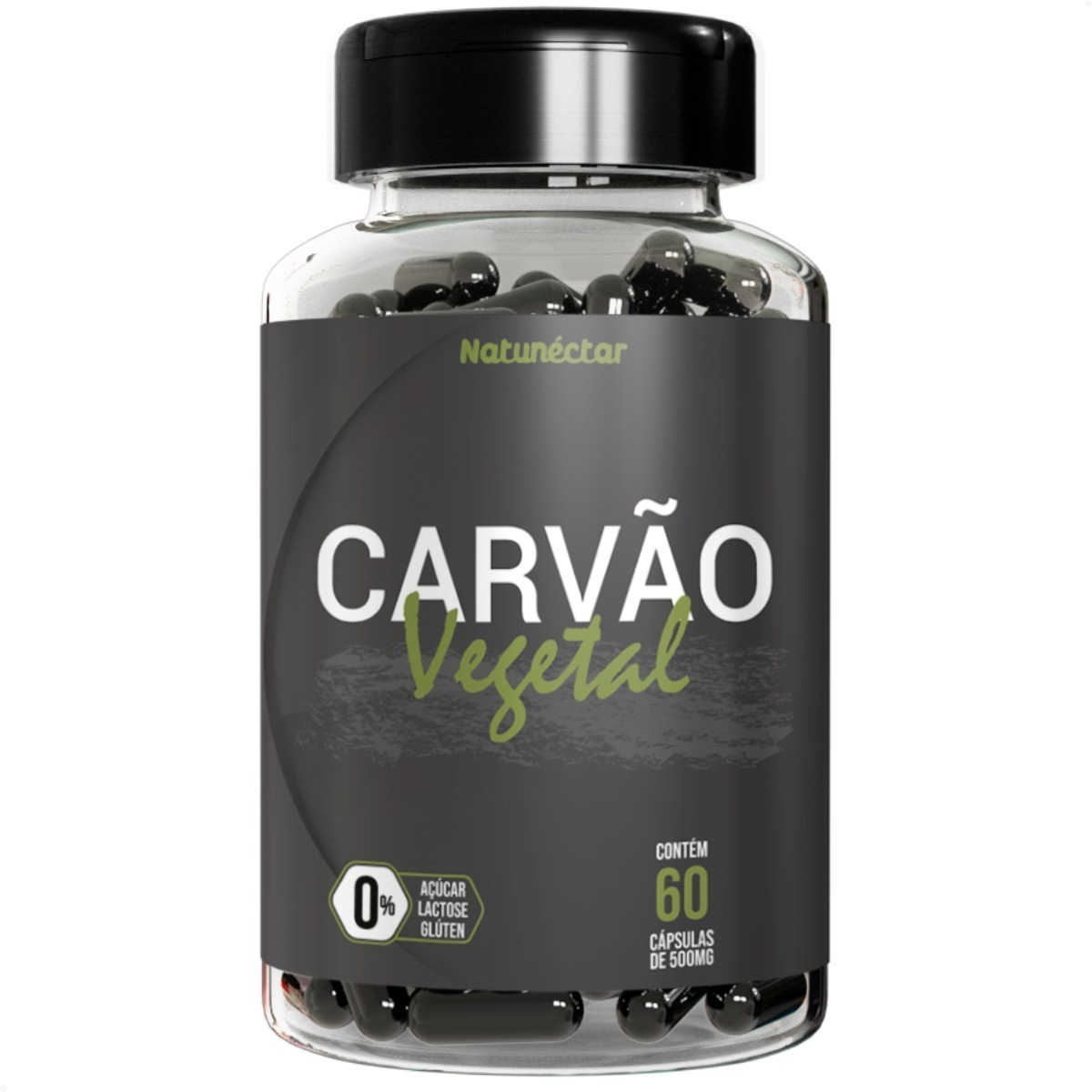 CARVãO VEGETAL ATIVADO PURO- 60 CáPSULAS NATUNéCTAR