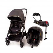 Kit Travel System Discover Trio Isofix Safety 1st Black Chrome Carrinho de Bebê + Bebê Conforto + Base Veicular