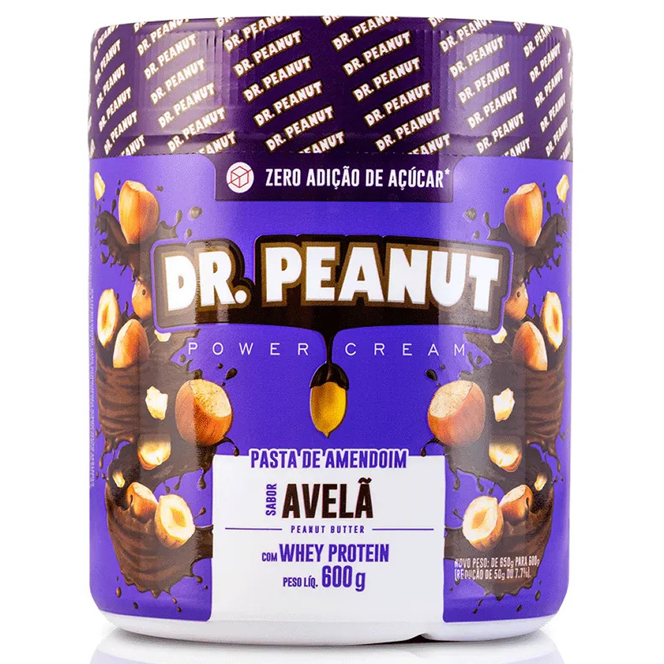 PASTA DE AMENDOIM PRO 600G COM WHEY PROTEIN - DR PEANUT - AVELÃ