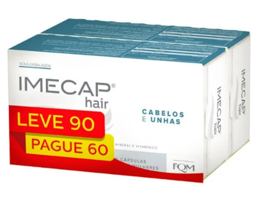 KIT IMECAP HAIR CABELOS E UNHAS LEVE 90 PAGUE 60 Menor preço em KIT IMECAP HAIR CABELOS E UNHAS LEVE 90 PAGUE 60