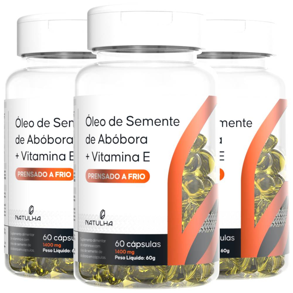 KIT 3X ÓLEO DE SEMENTE DE ABóBORA 1400MG 60 CáPSULAS - NATULHA Menor preço em KIT 3X ÓLEO DE SEMENTE DE ABóBORA 1400MG 60 CáPSULAS - NATULHA