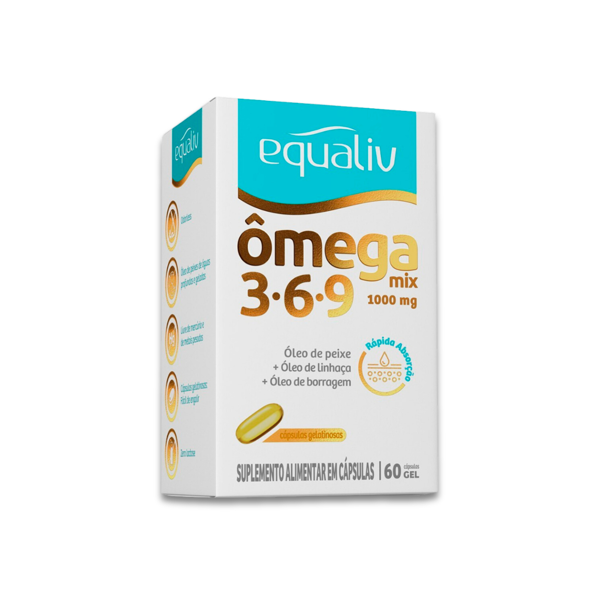 Suplemento alimentar Omega Mix 3-6-9  60 Cápsulas Gelatinosas Equaliv