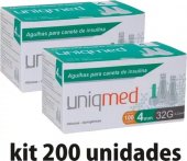 KIT AGULHA P/CANETA DE INSULINA 4MM 32G COM 200UN - UNIQMED