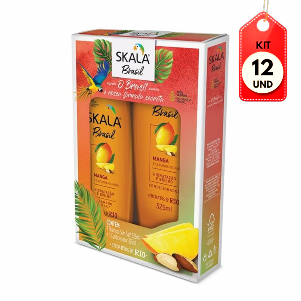 KIT C/12 SKALA MANGA E CASTANHA DO PARá SHAMPOO + CONDICIONADOR 325ML