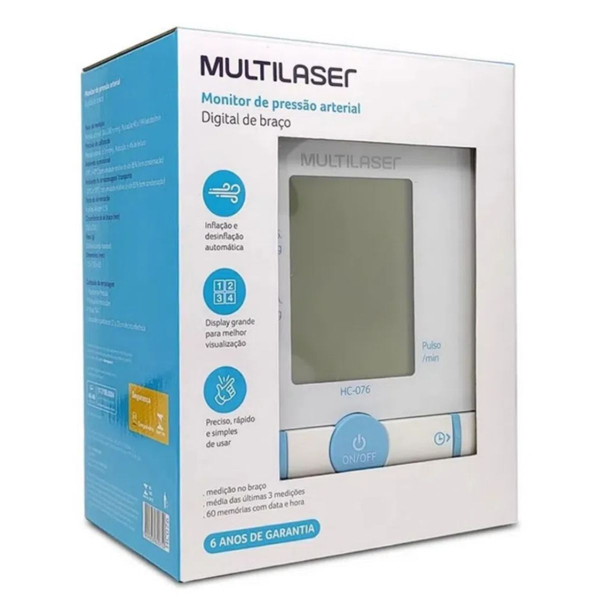 MONITOR DE PRESSÃO ARTERIAL DIGITAL DE BRAÇO MULTILASER HC076 Menor preço em MONITOR DE PRESSÃO ARTERIAL DIGITAL DE BRAÇO MULTILASER HC076
