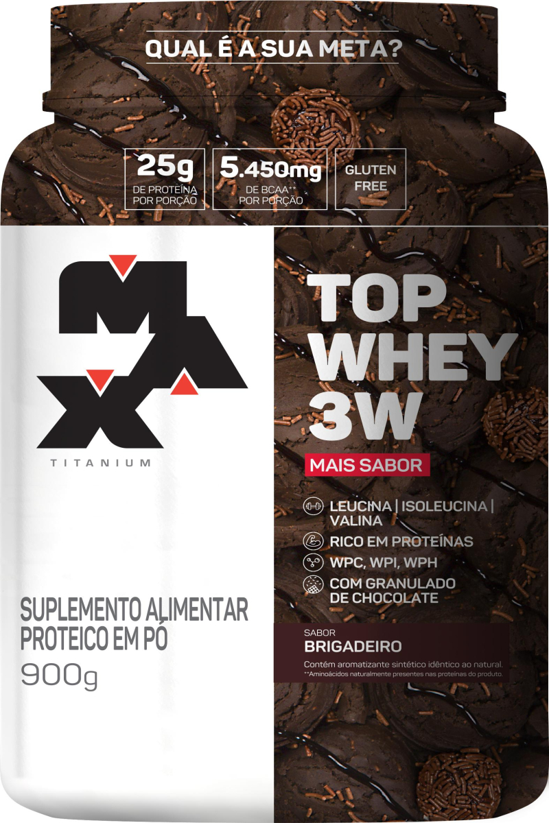 TOP WHEY 3W MAIS SABOR 900G MAX TITANIUM 900 G Leite