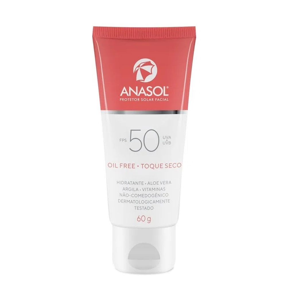 PROTETOR FACIAL ANASOL 50FPS - TOQUE SECO OIL FREE - 60G Menor preço em PROTETOR FACIAL ANASOL 50FPS - TOQUE SECO OIL FREE - 60G