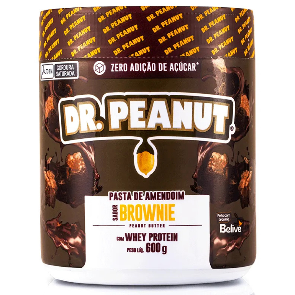 PASTA DE AMENDOIM PRO 600G COM WHEY PROTEIN - DR PEANUT SABOR:BROWNIE