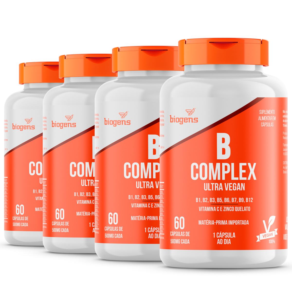 KIT 4X COMPLEXO B VITAMINA B COMPLEX 60 CAPS BIOGENS | Droga Raia