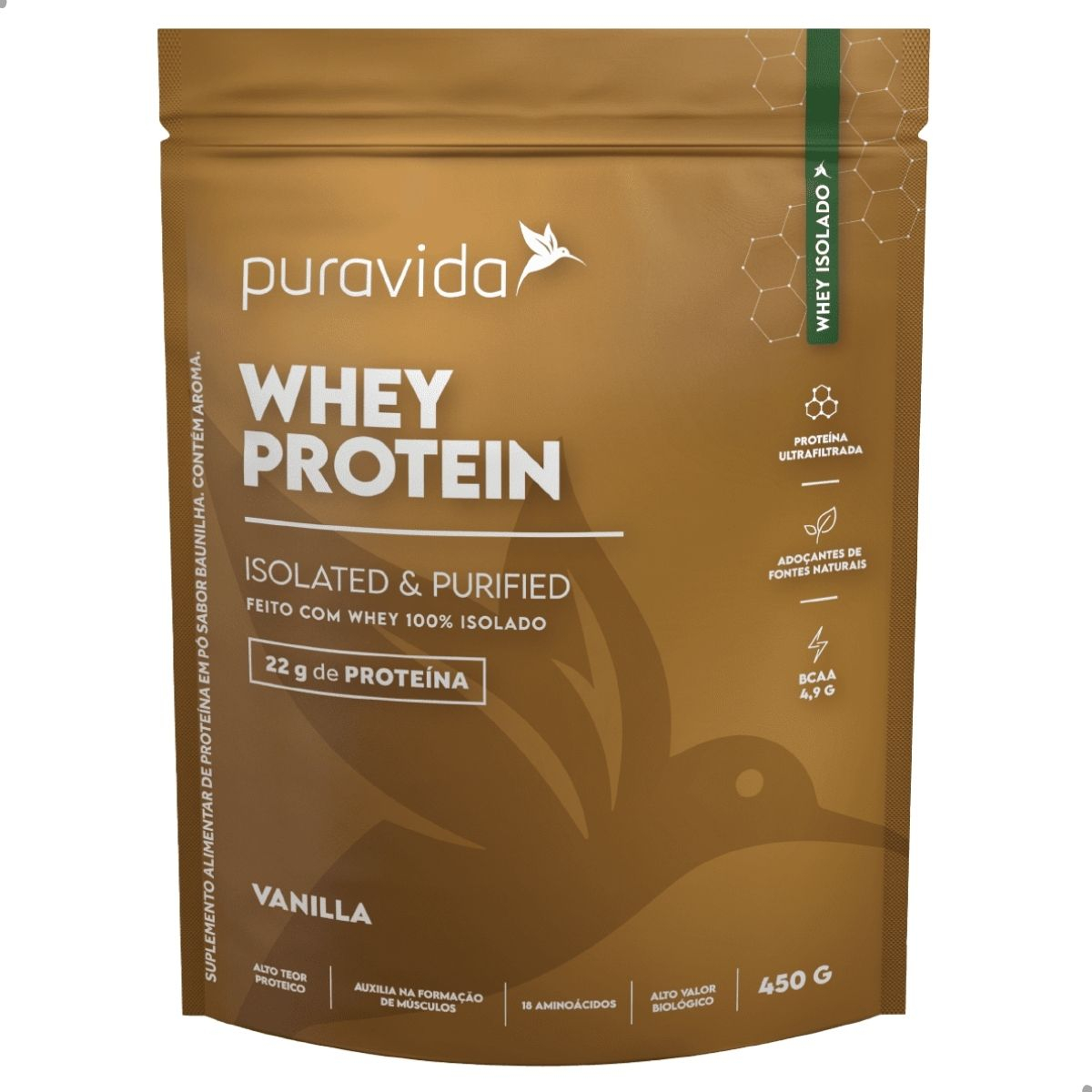 WHEY PROTEIN 100% ISOLATE E PURIFIED 450G PURA VIDA Menor preço em WHEY PROTEIN 100% ISOLATE E PURIFIED 450G PURA VIDA