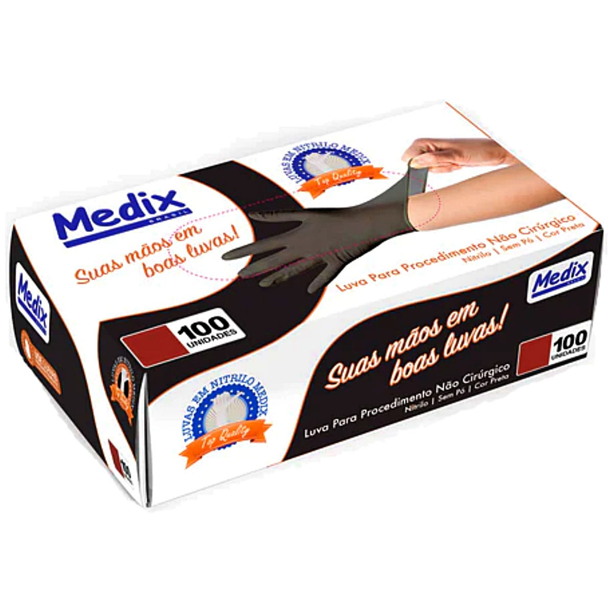 LUVA NITRíLICA MEDIX SEM Pó PRETA TAM G - 100 LUVAS Menor preço em LUVA NITRíLICA MEDIX SEM Pó PRETA TAM G - 100 LUVAS