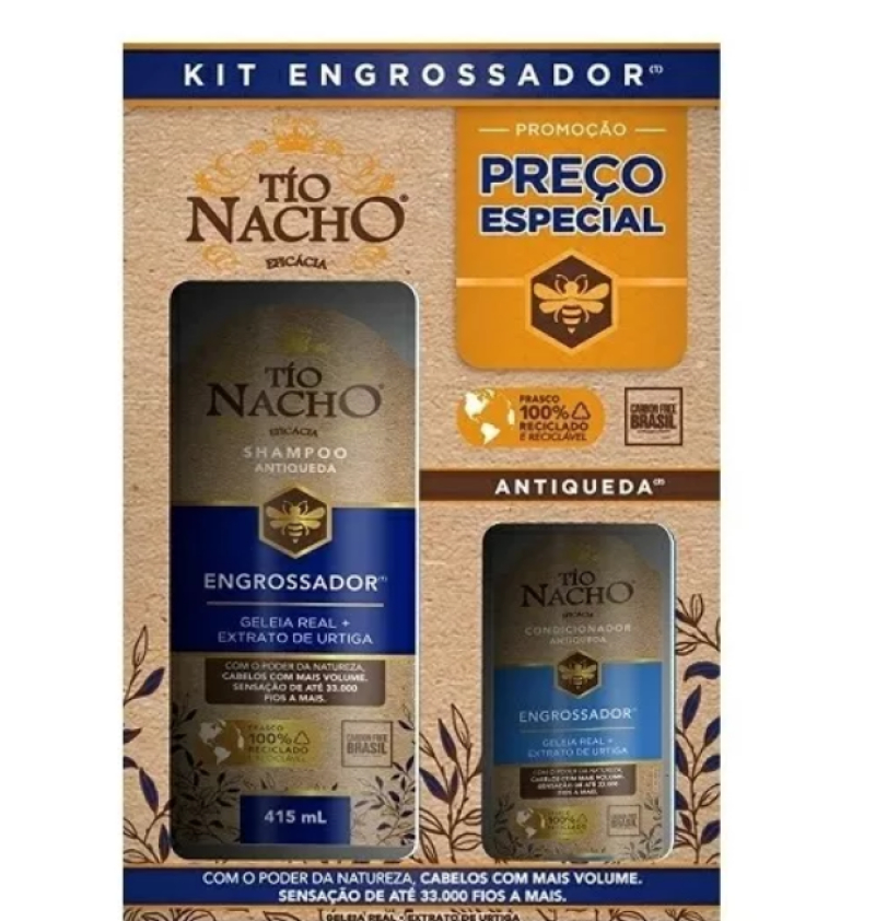 KIT TIO NACHO ENGROSSADOR SHAMPOO 415ML + CONDICIONADOR 200ML Menor preço em KIT TIO NACHO ENGROSSADOR SHAMPOO 415ML + CONDICIONADOR 200ML