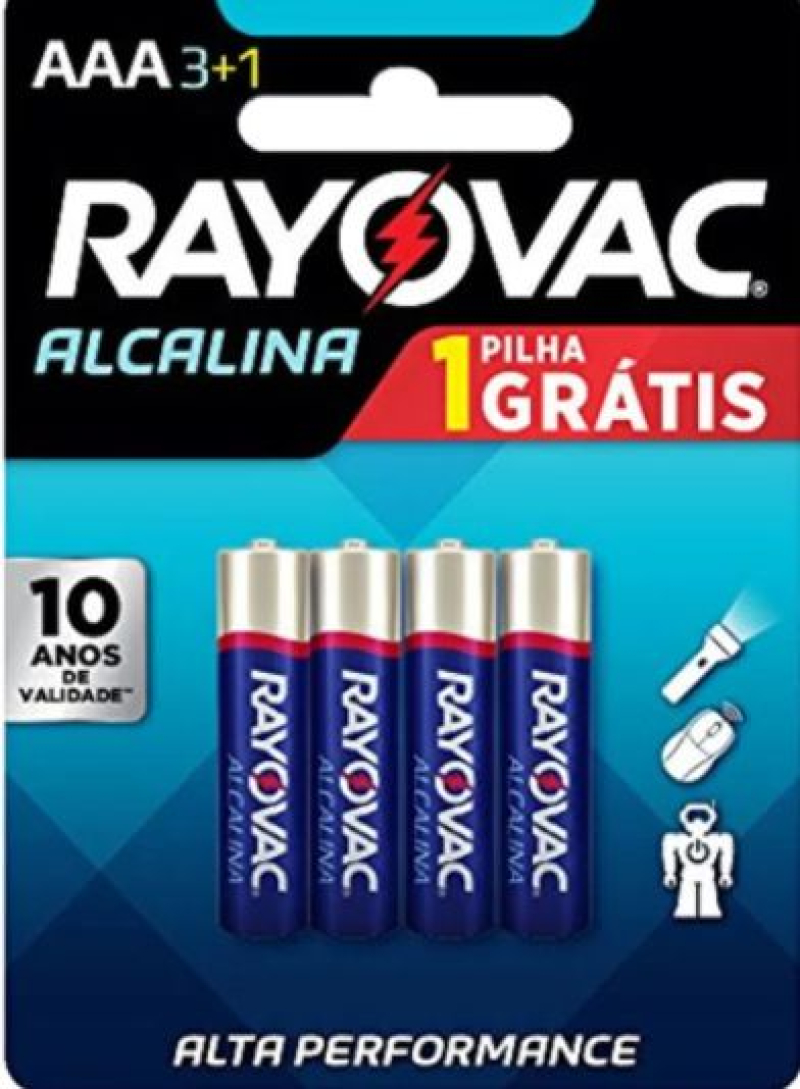PILHA PALITO AAA ALCALINA PAGUE 3 LEVE 4 RAYOVAC Menor preço em PILHA PALITO AAA ALCALINA PAGUE 3 LEVE 4 RAYOVAC