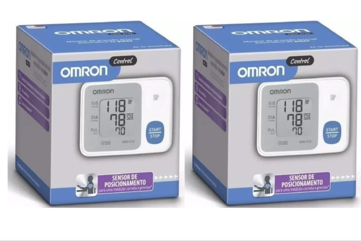 APARELHO MEDIDOR DE PRESSãO DIGITAL DE BRAçO HEM-6181 - OMRON KIT 2 UNIDADES