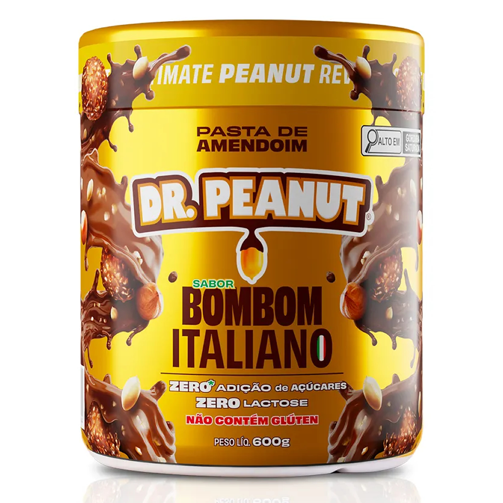 PASTA DE AMENDOIM PRO 600G COM WHEY PROTEIN - DR PEANUT - BOMBOM ITALIANO