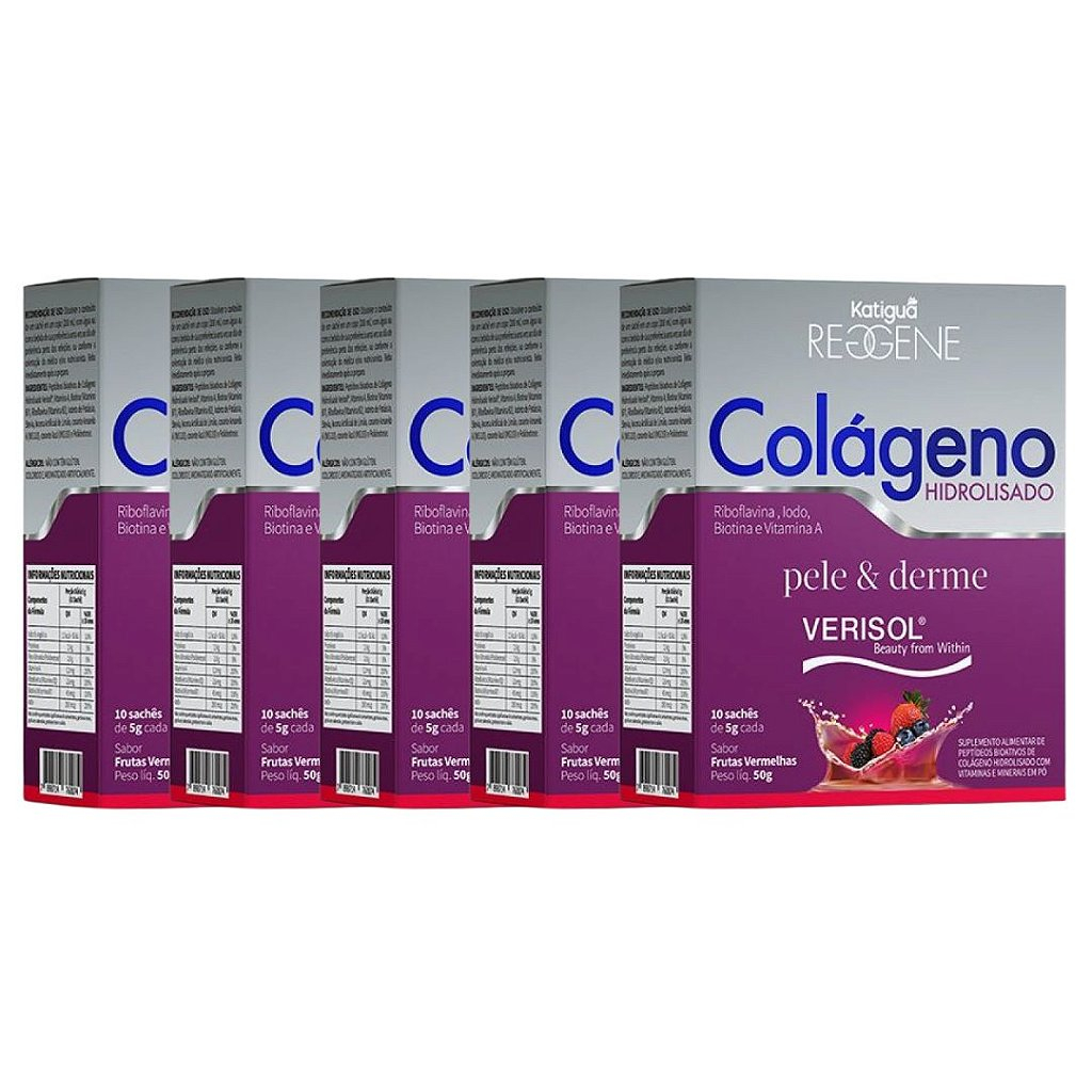 KIT 5UNI COLáGENO PELE E DERME VERISOL FRUTAS VERMELHAS - KATIGUá Menor preço em KIT 5UNI COLáGENO PELE E DERME VERISOL FRUTAS VERMELHAS - KATIGUá