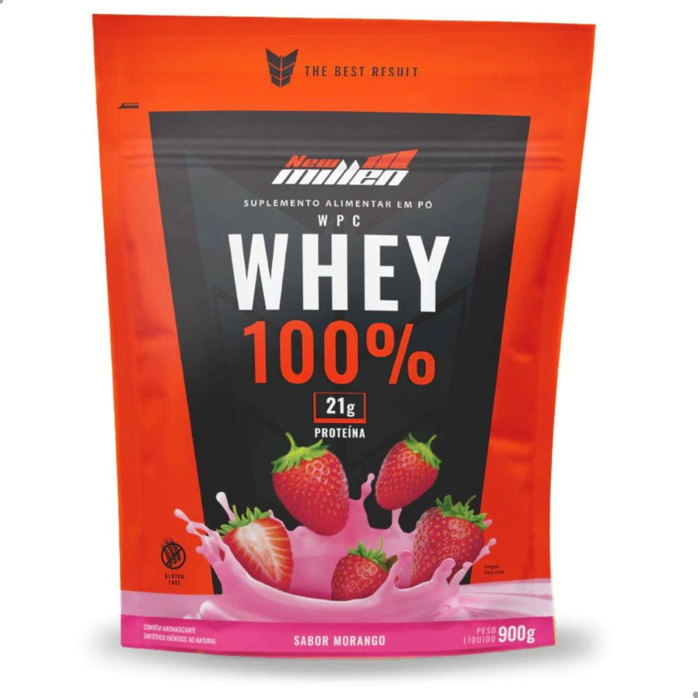 WHEY 100% 21G DE PROTEíNA POUCH 900G NEW MILLEN Morango