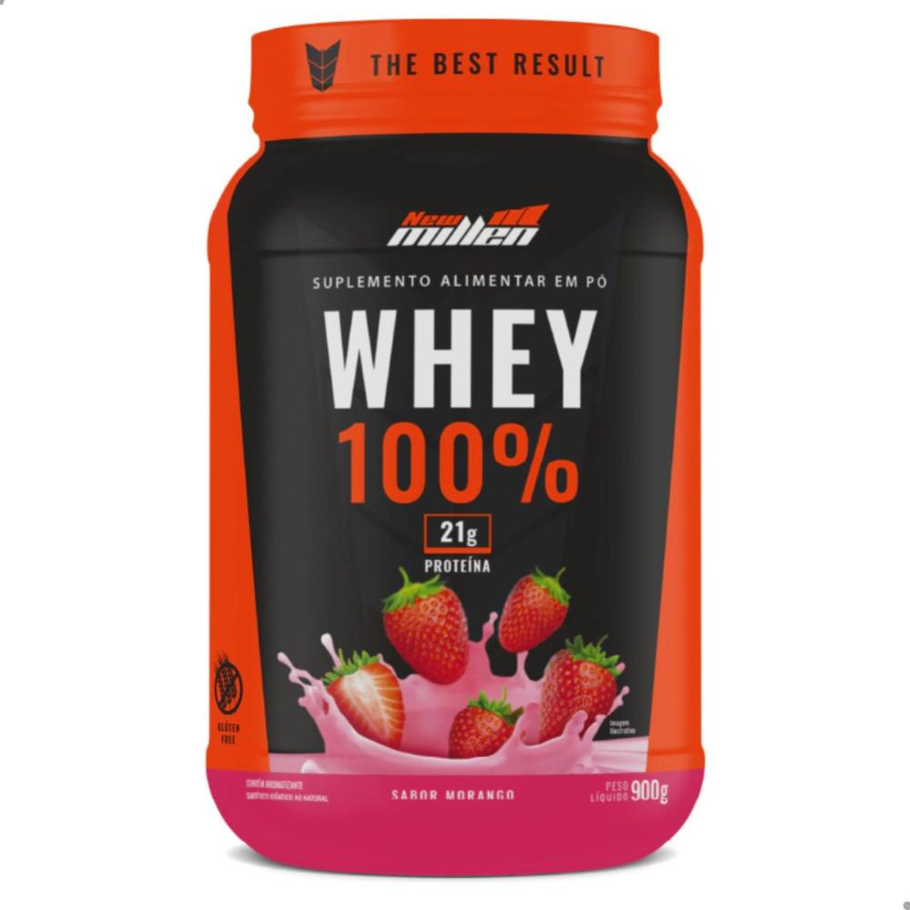 WHEY 100% 21G DE PROTEíNA 900G NEW MILLEN Morango