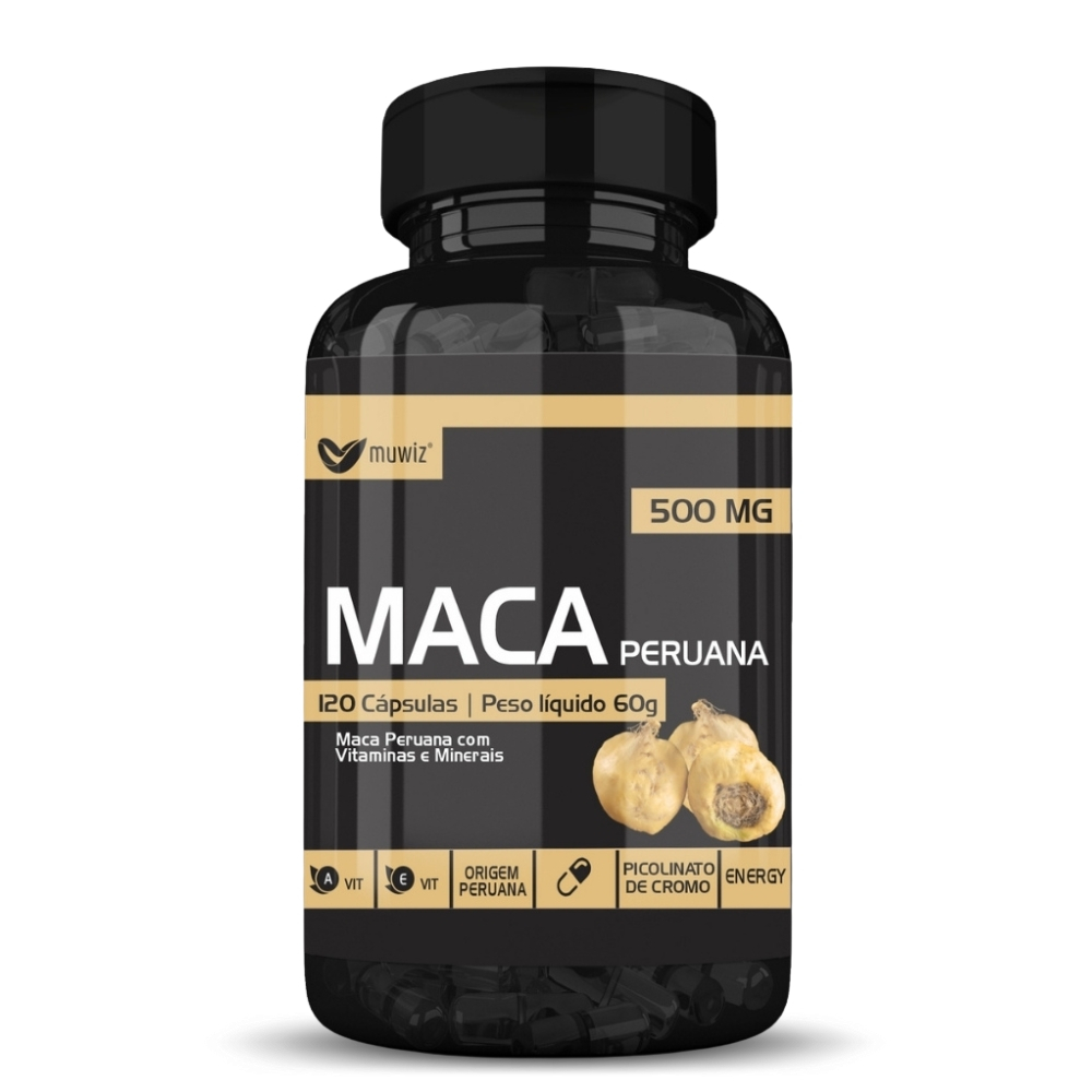 MACA PERUANA COM VITAMINAS 120 CáPSULAS 500MG MUWIZ Menor preço em MACA PERUANA COM VITAMINAS 120 CáPSULAS 500MG MUWIZ